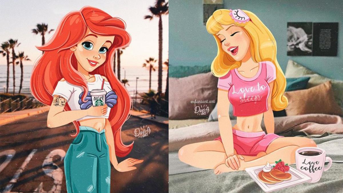 啊夏天真的很熱咩！比短還要比好看的「迪士尼公主夏日私服大公開」，貝兒這套呆萌到會被警察攔下臨檢吧！