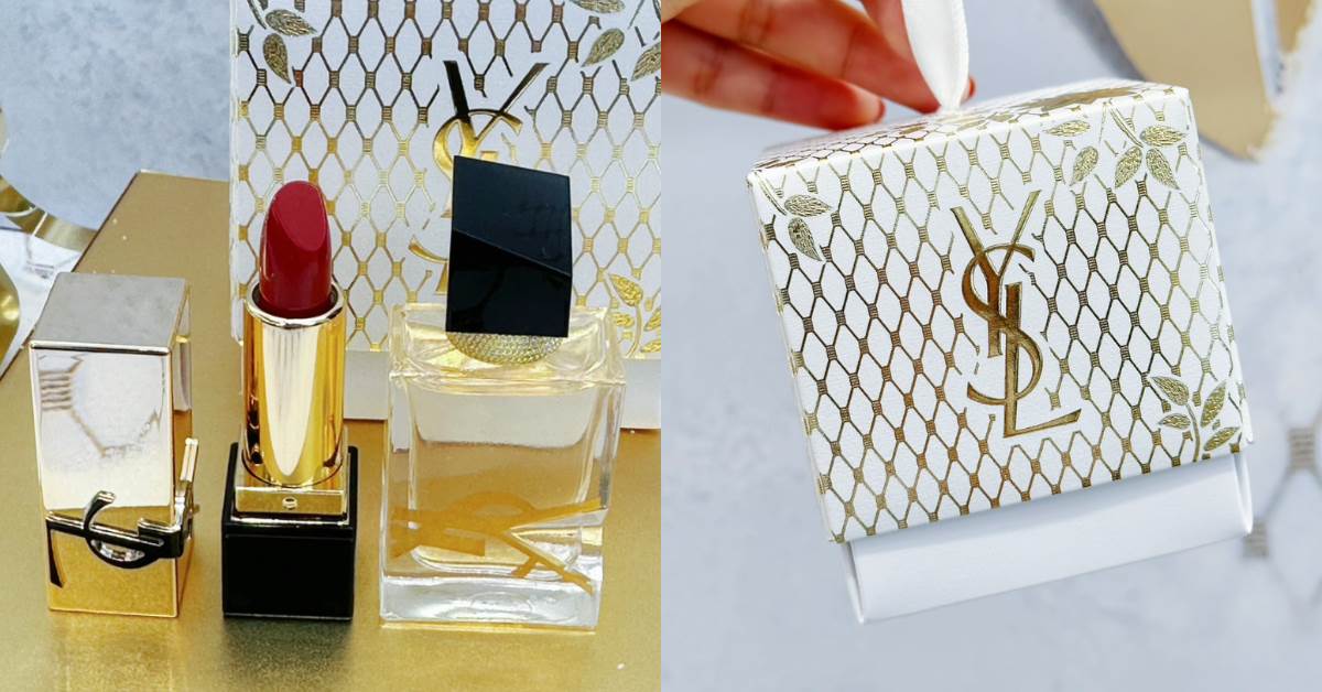 NT.3000元以下聖誕節交換禮物推薦:YSL 2024限量金奢蕾絲自由不羈迷你香水唇膏禮盒 NT$1,350