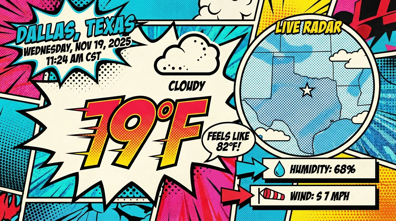 Google 圖四：使用 Nano Banana Pro 透過 Google 搜尋擷取即時天氣資訊，製作了一張普普藝術風格的資訊圖表。