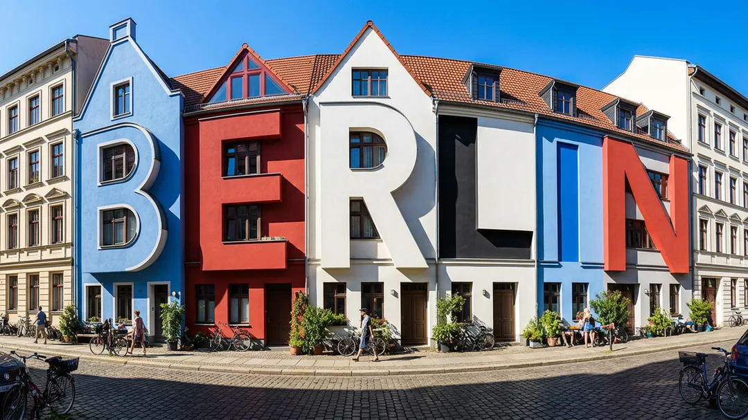 Google 圖六：將單詞 「BERLIN」 融入街區建築中，橫跨多棟建築物。