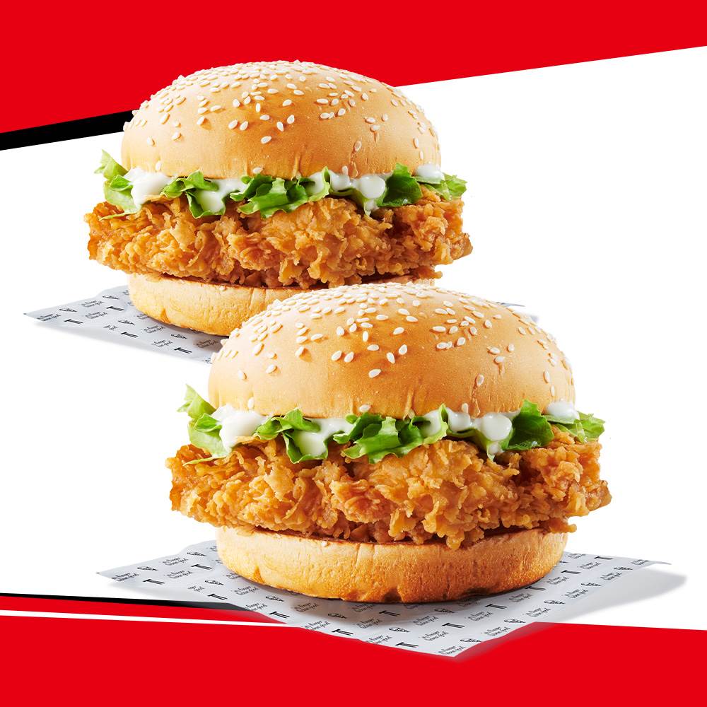 【新聞圖說六】肯德基炸翻星期三12月17日推出咔啦雞腿堡買一送一優惠，雙堡只要95元