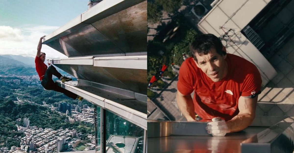 霍諾德徒手登頂台北101，特製的鎂粉袋成送粉絲的彩蛋。圖片來源：IG@netflix、thenorthface