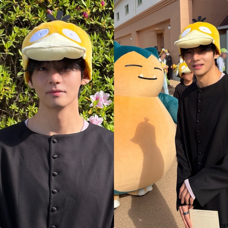 BTS防彈V變身「史上最帥可達鴨」現身日本寶可夢樂園，超萌合影卡比獸