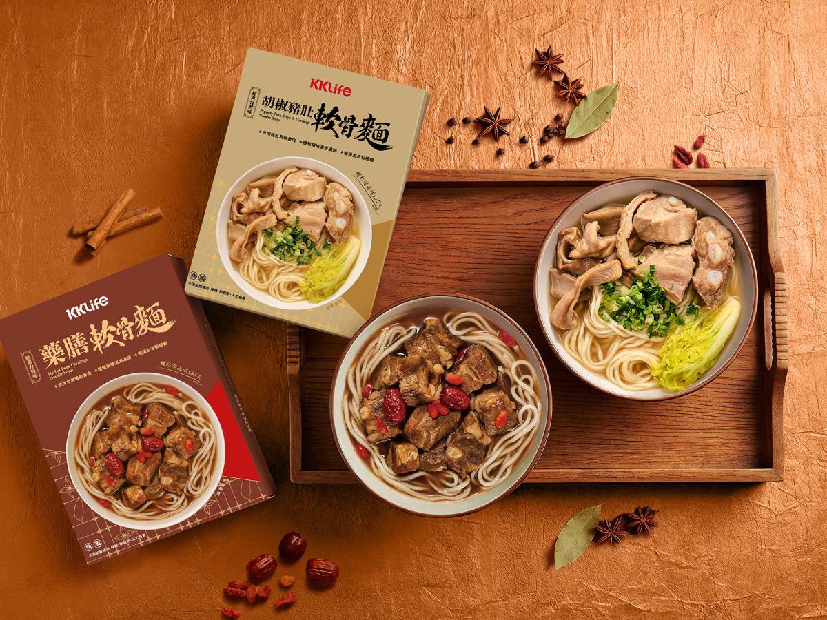 2.KKLife推出首款常溫麵，此為豬軟骨系列，胡椒豬肚與藥膳口味