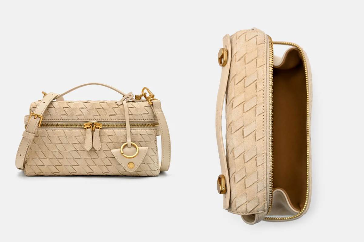 Alyssa 麂皮編織單肩包 - 沙色編織，NT$ 4,290