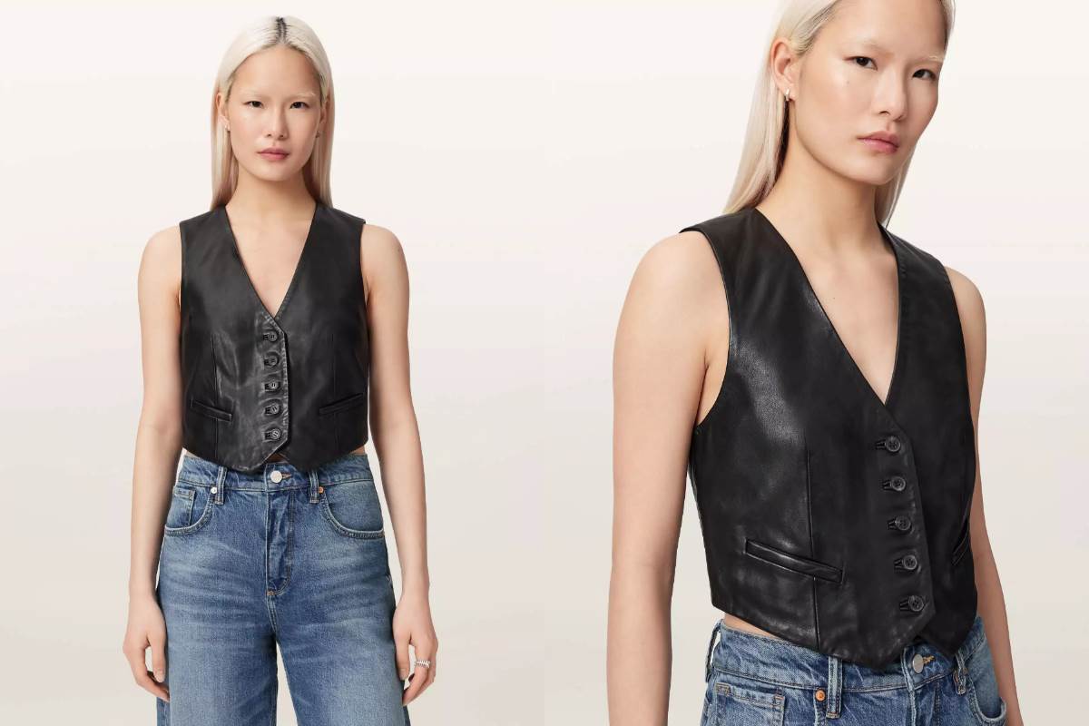 AllSaints Arla 羊皮西裝背心，NT$ 10,300