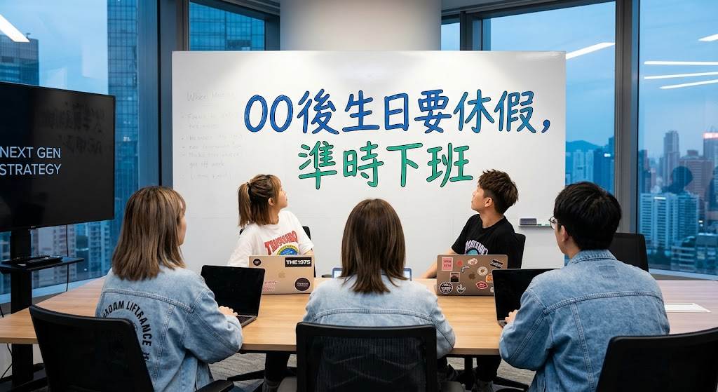00後「生日當天休息」不上班、準時下班整頓職場等新習慣，掀網友熱議。圖片來源：AI生成