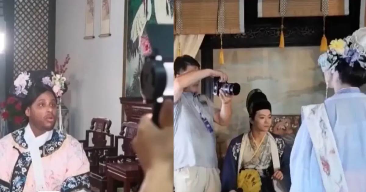 AI搶走劇組飯碗？橫店「一日演員」體驗爆紅，遊客變主角，甚至還吸引外國人朝聖。圖片來源：微博