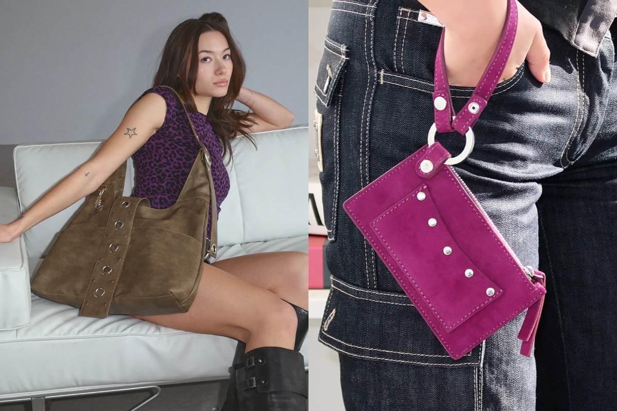 Hieta Masha 鉚釘垂墜肩背包，NT$ 5,280；Hieta Bella 鉚釘隨身收納卡夾，NT$ 2,380
圖片來源：MARAIS瑪黑家居