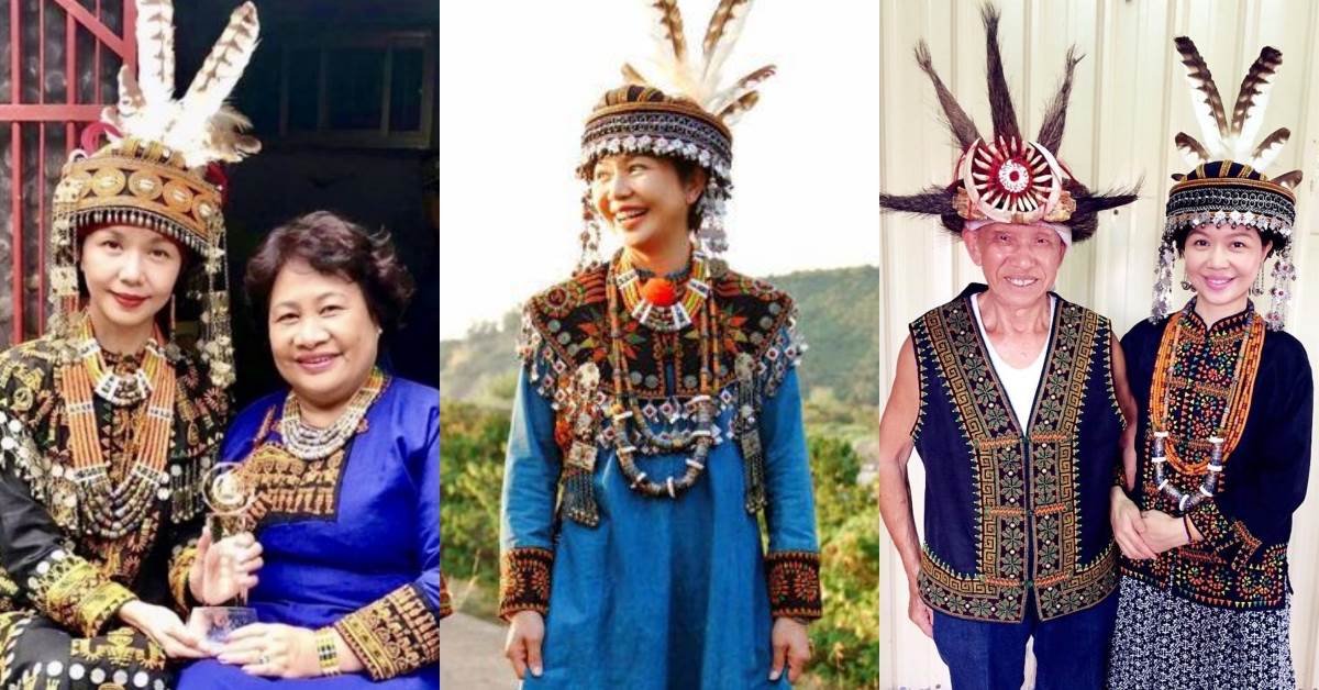 于子育從不敢承認原住民身分，到多次穿上排灣族傳統服飾現身，不再因為別人的眼光否定自己。圖片來源：FB@于子育（琇琴）、鵲兒喜