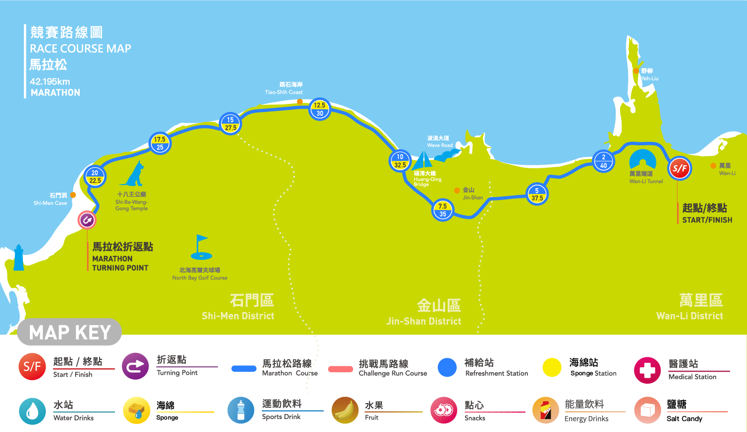 2027萬金石馬拉松 路線圖。 圖片來源：新北市萬金石馬拉松 官網