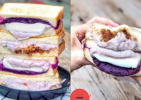 新北美食｜幸福攏來早午餐｜邪惡芋泥奶酪吐司，爆餡吃完滿嘴留香！～