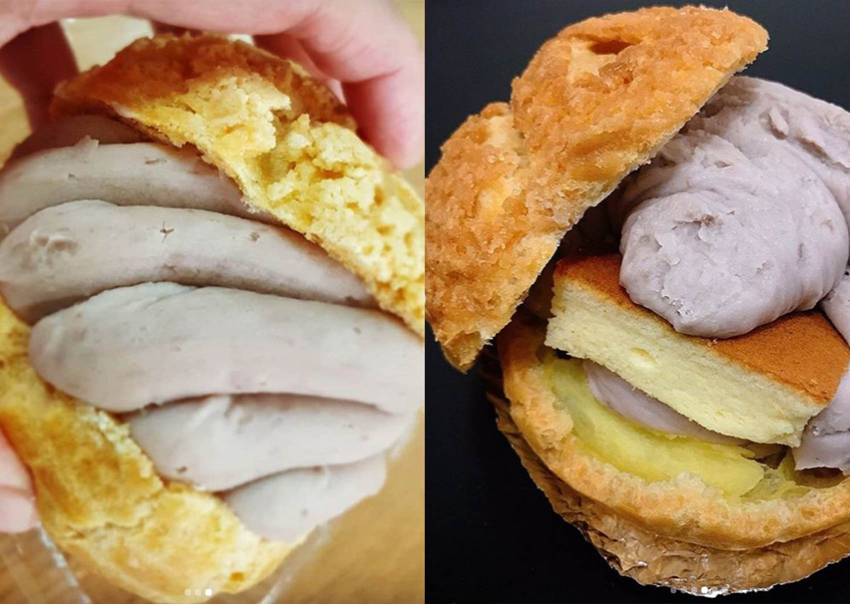 泡芙裡還夾了乳酪蛋糕！芋泥控肯定愛死的「爆餡芋泥泡芙」，滿滿餡料絕對大滿足啊～